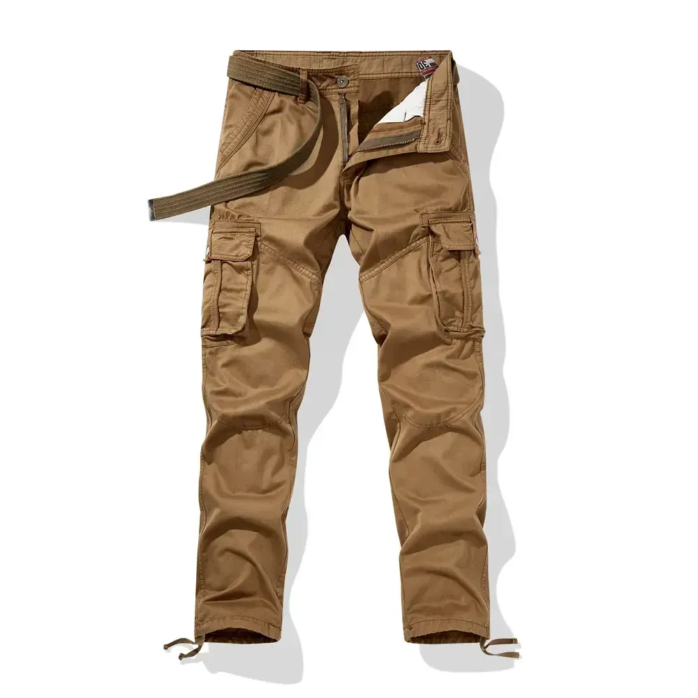 Workwear pants for spring and autumn, men's fashion trend pants, men's multi-pocket casual long pants