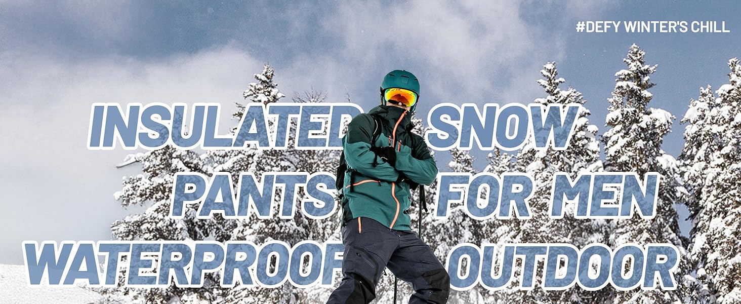 Mens Snow Ski Pants Fleece Lined pants for Winter Hiking
