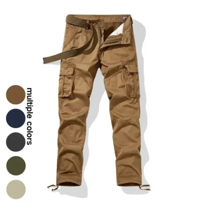 Workwear pants for spring and autumn, men's fashion trend pants, men's multi-pocket casual long pants
