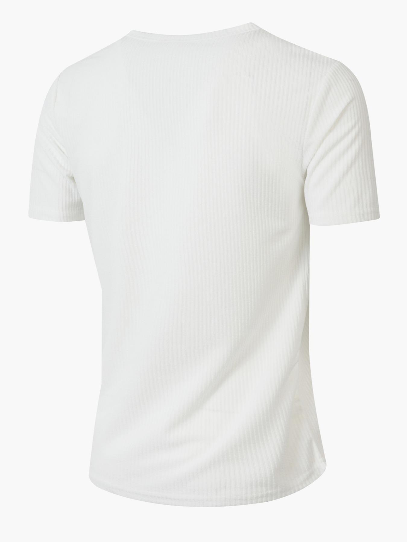 Men's Spring Summer Outfits Vertical Striped Textured V-Neck Short Sleeve T-Shirt for Daliy Wear, Gym Wear Solid Color Old Money Style, Casual Sporty Essential for Man's Wardrobe.