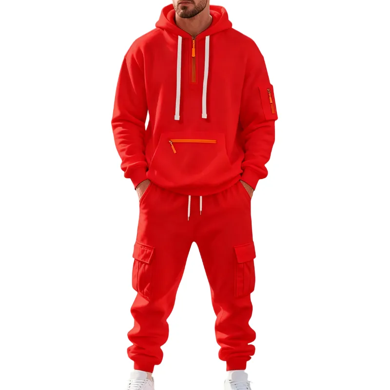 Men's 8-Pack Hoodie & Cargo Pants Tracksuit Set - 8 Colors, Only $24