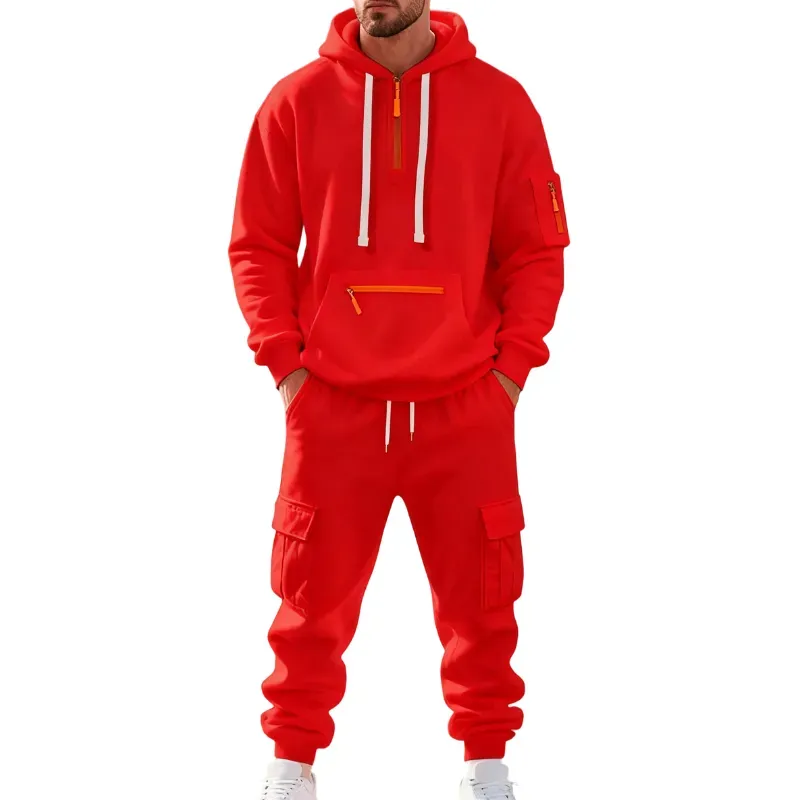 Men's 8-Pack Hoodie & Cargo Pants Tracksuit Set - 8 Colors, Only $24