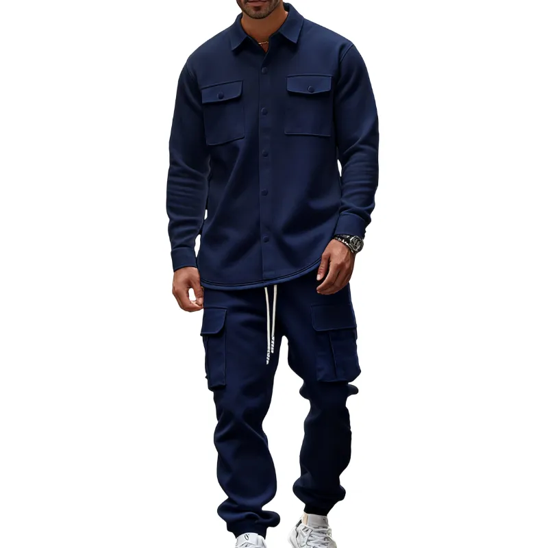 8-Pack Mens Shirt Jacket & Cargo Pants Sets  Only $24 (All Colors Included)