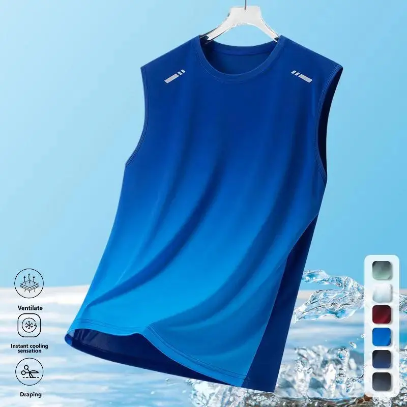 Men's Ultra-Thin Loose Fit Tank Top with Gradient Print Design Breathable Athletic Tops