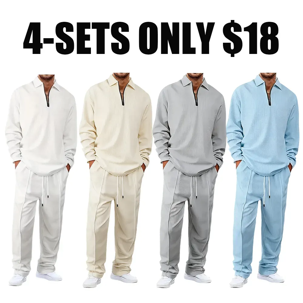 Men's solid color checkered casual suit