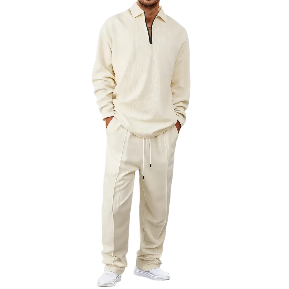 Men's solid color checkered casual suit