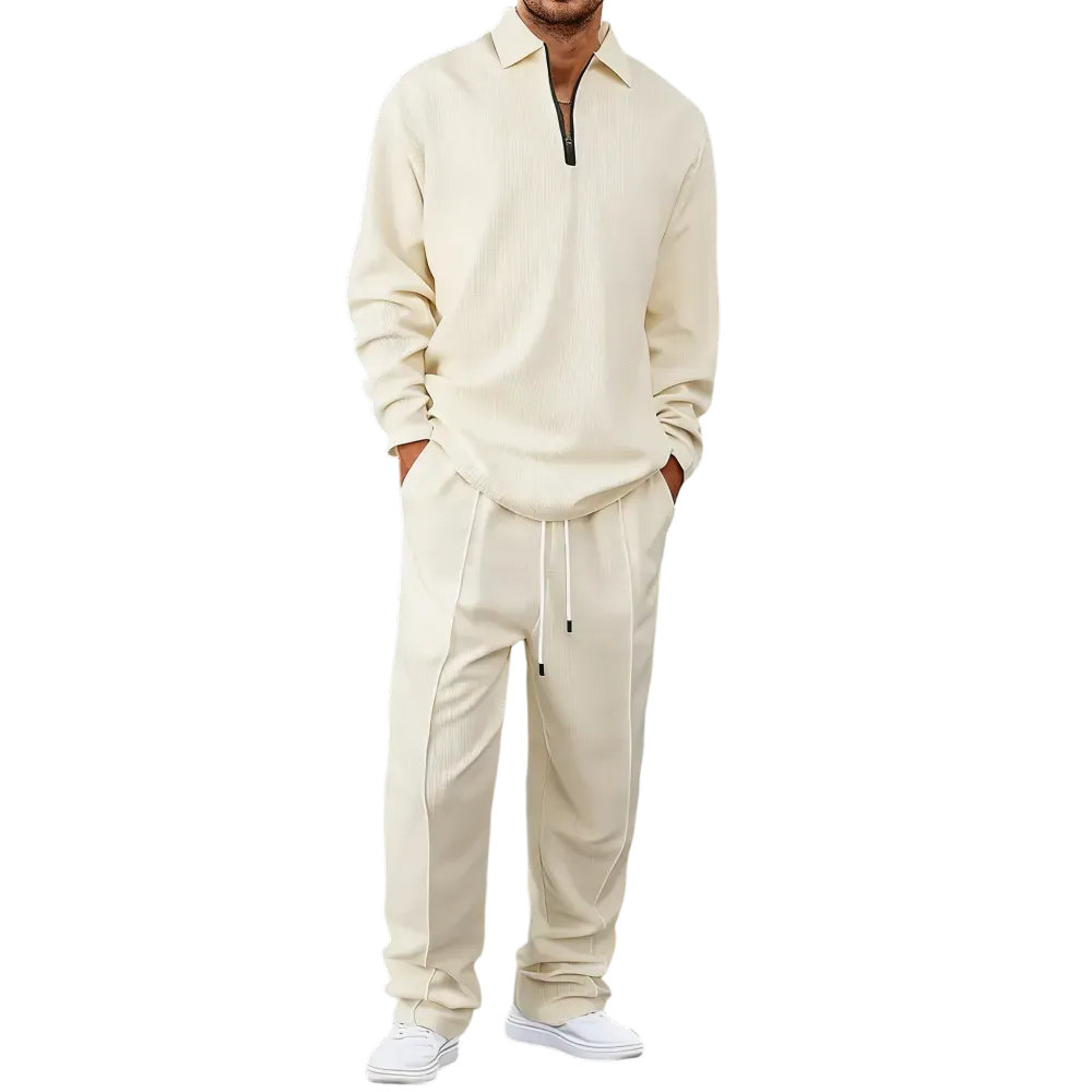 Men's solid color checkered casual suit