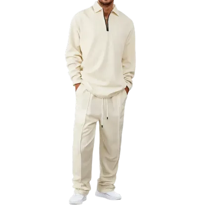 Men's solid color checkered casual suit