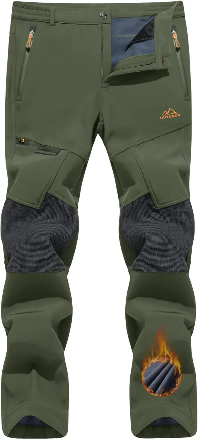 Men's Snow Ski Pants Winter Fleece Lined Pants for Mens