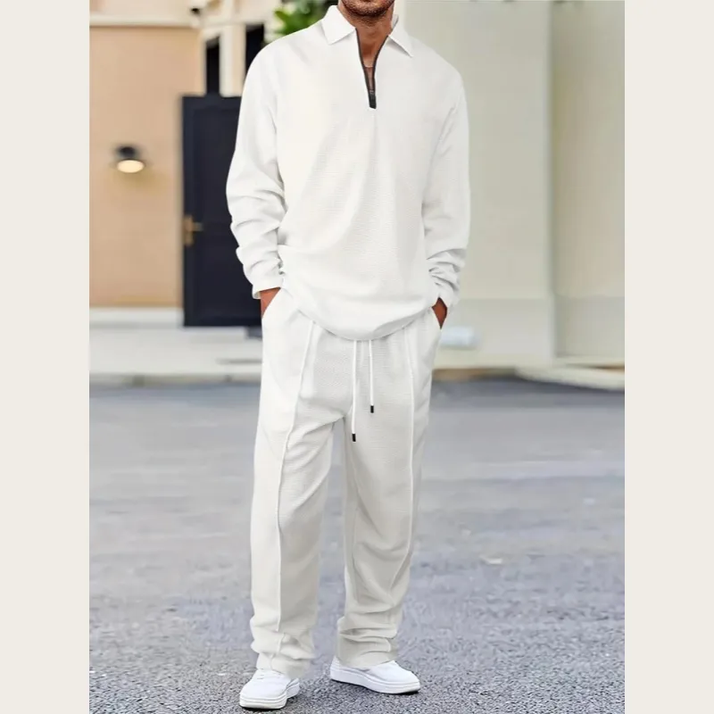 Men's solid color checkered casual suit