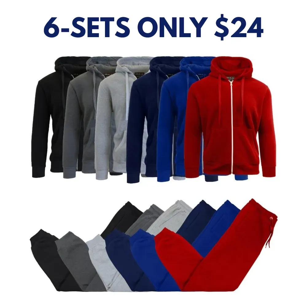 Fleece-Lined Zip Sweater Hoodie & Jogger Set