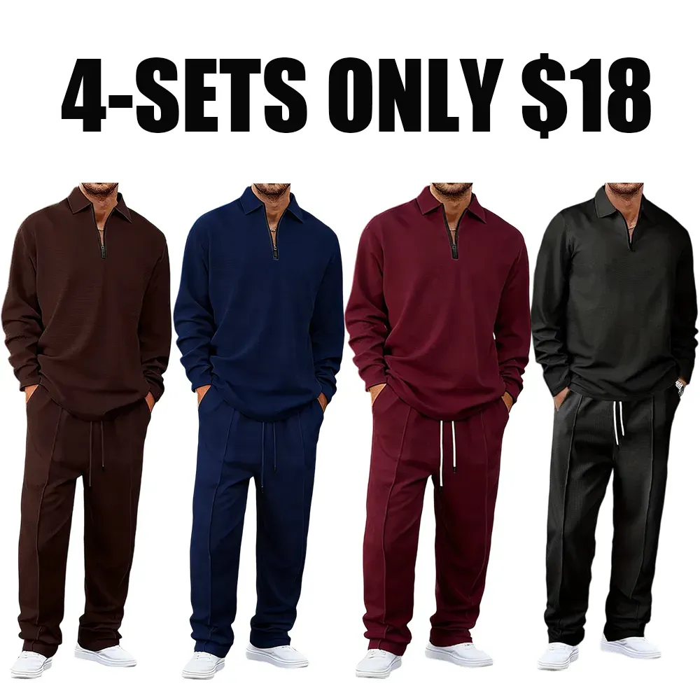 Men's solid color checkered casual suit