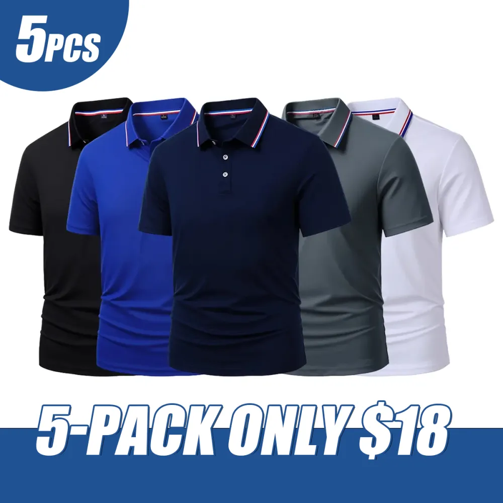 Men's Dry Fit Moisture Fabric Polo Collar Shirt