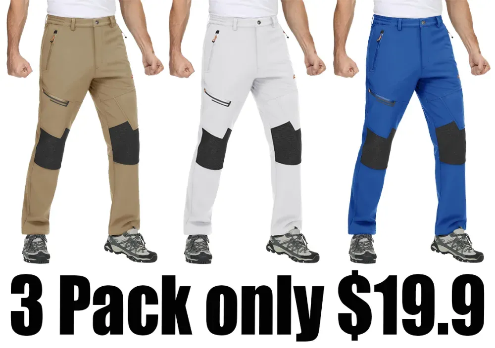 Men's Snow Ski Pants Winter Fleece Lined Pants for Mens