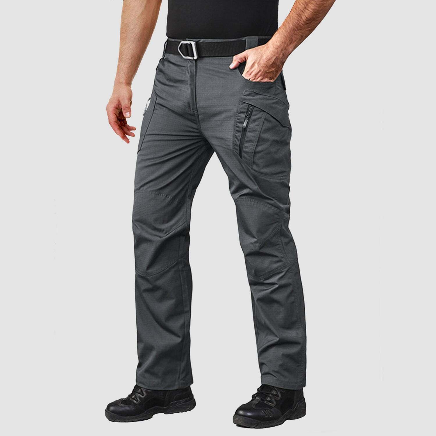 7-parks Men's Tactical Pants with 9 Pockets Rip-Stop Work Hiking Pants
