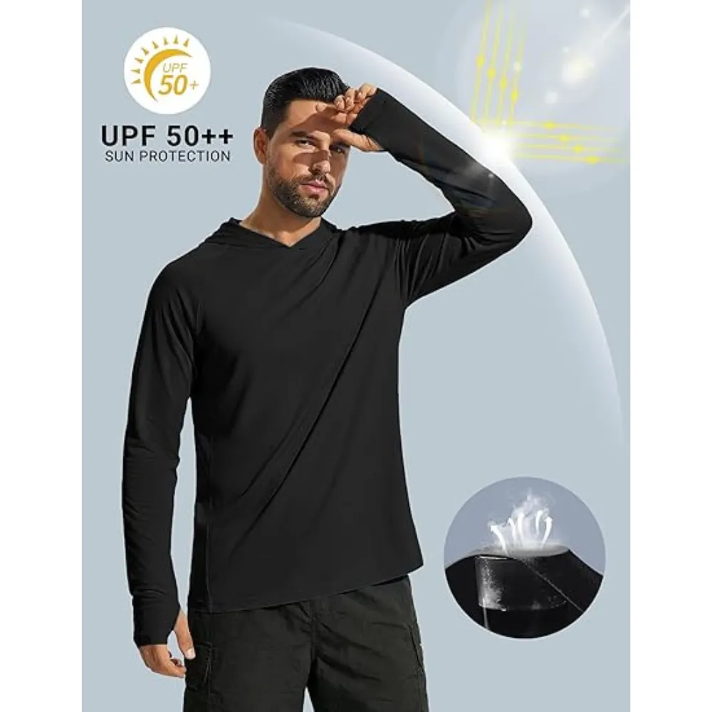 Men's Athletic Hooded Long Sleeves-Quick Dry Running Shirts