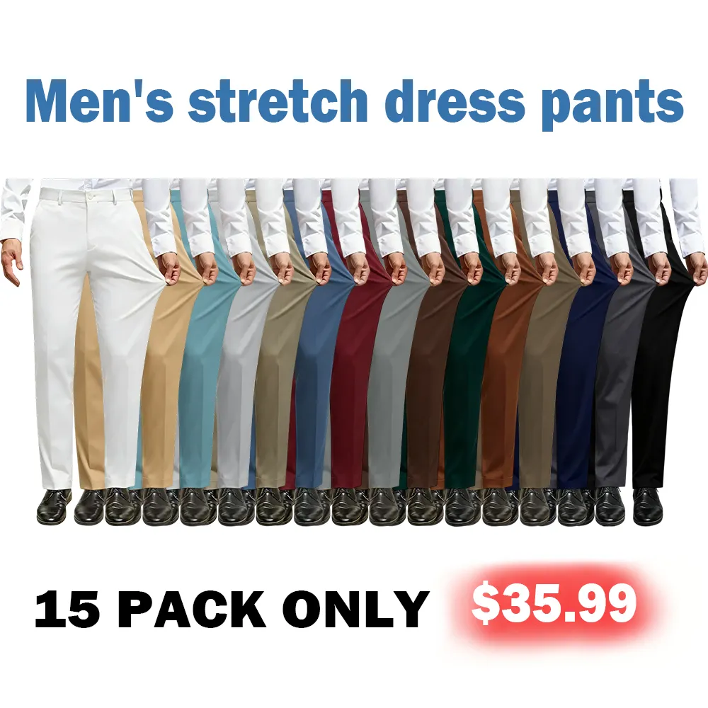 🔥Men's Stretch Golf Dress Pants🔥8-Pack - All Colors Included, Only $25.98