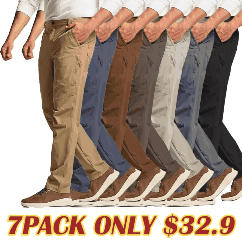 Men's Vent Stretch Pants, Quick Dry Lightweight Casual Cargo Pants, Water Resistant Straight-Fit Utility Work Pants