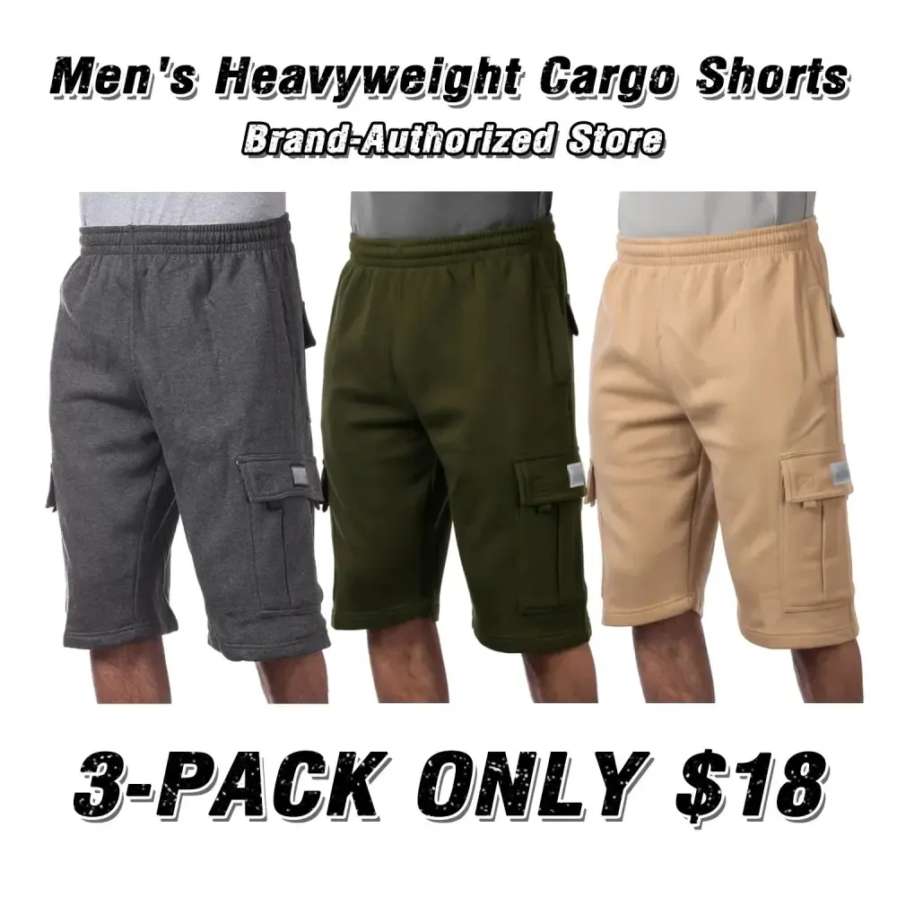 Men's Heavyweight Fleece Cargo Shorts 6 Pockets Relaxed Fit Sweat Shorts