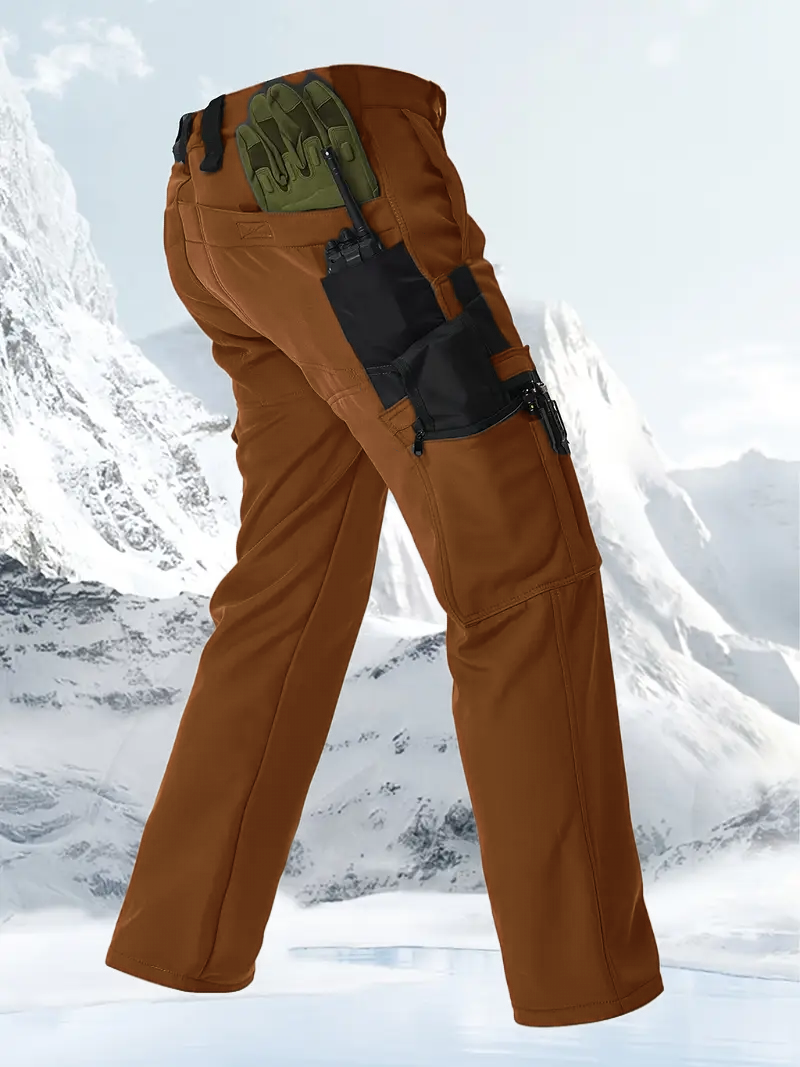 Men's Tactical Sport Pants, Multi-Pocket Windproof and Warm Fleece Pants
