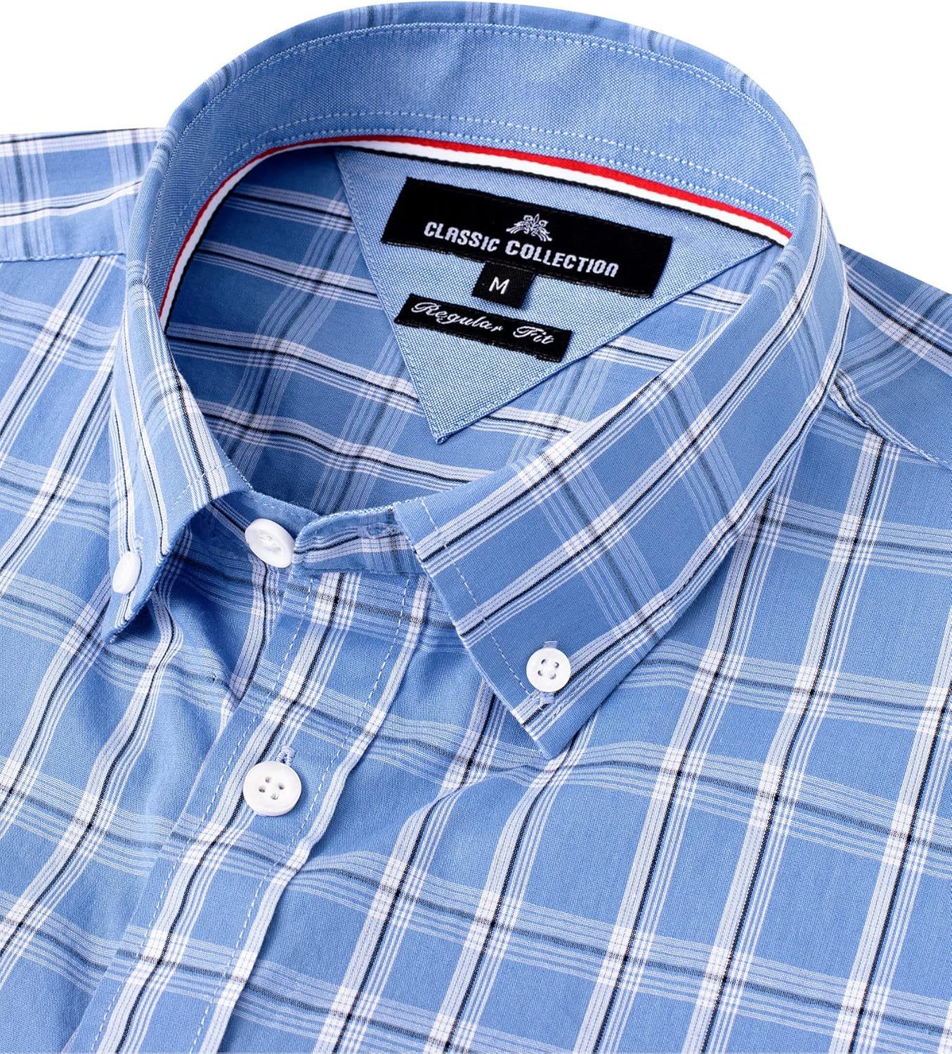 Clearance sale! Men's Plaid Button Down Shirts Cotton Long Sleeve Dress Shirts Regular Fit Gingham Shirts