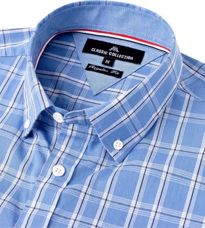 Clearance sale! Men's Plaid Button Down Shirts Cotton Long Sleeve Dress Shirts Regular Fit Gingham Shirts