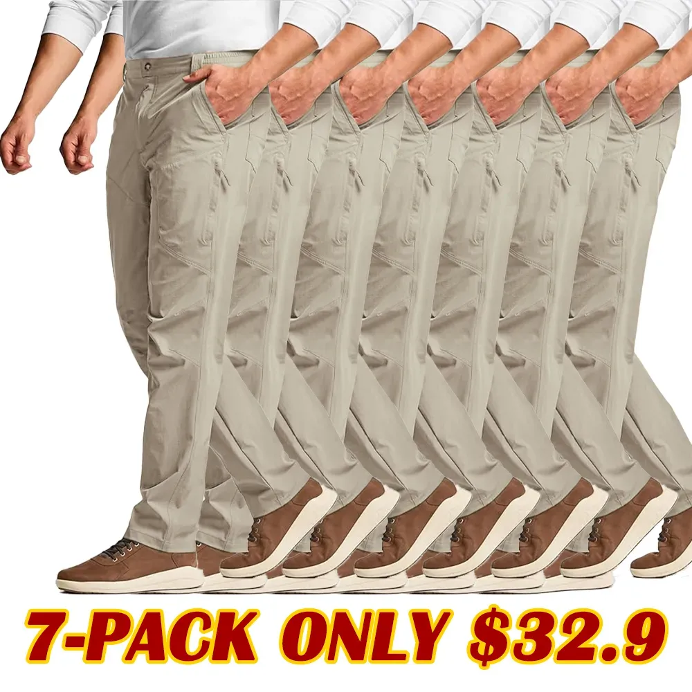 Men's Vent Stretch Pants, Quick Dry Lightweight Casual Cargo Pants, Water Resistant Straight-Fit Utility Work Pants