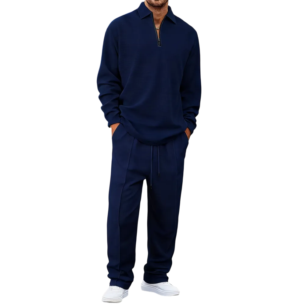 Men's solid color checkered casual suit