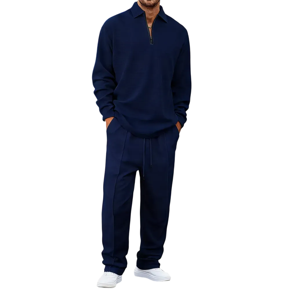 Men's solid color checkered casual suit