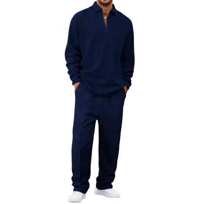 Men's solid color checkered casual suit