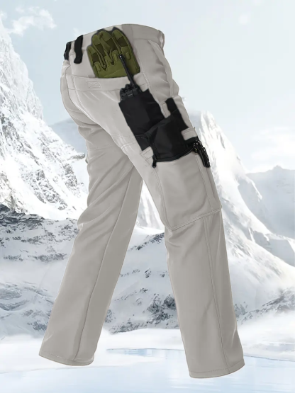 Men's Tactical Sport Pants, Multi-Pocket Windproof and Warm Fleece Pants