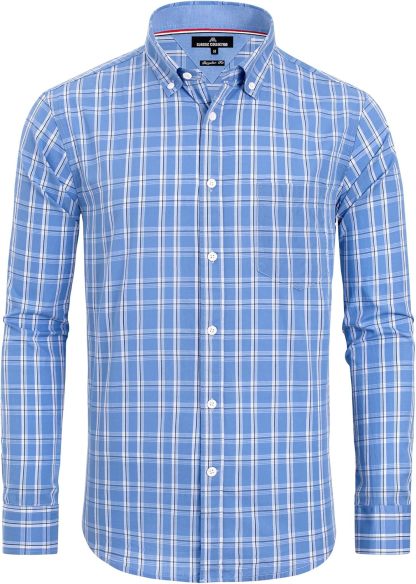 Clearance sale! Men's Plaid Button Down Shirts Cotton Long Sleeve Dress Shirts Regular Fit Gingham Shirts