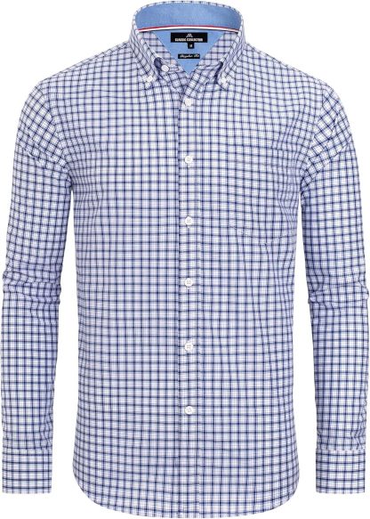 Clearance sale! Men's Plaid Button Down Shirts Cotton Long Sleeve Dress Shirts Regular Fit Gingham Shirts