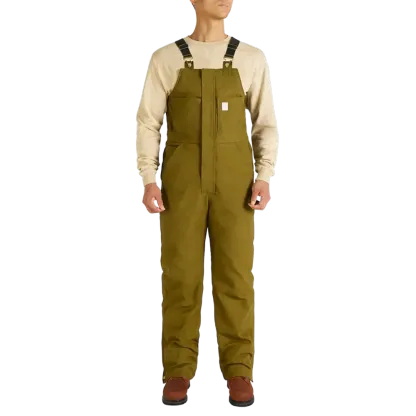 Men's Cold-Weather Insulated Bib Overalls - Loose-Fit Canvas + Tool Pockets