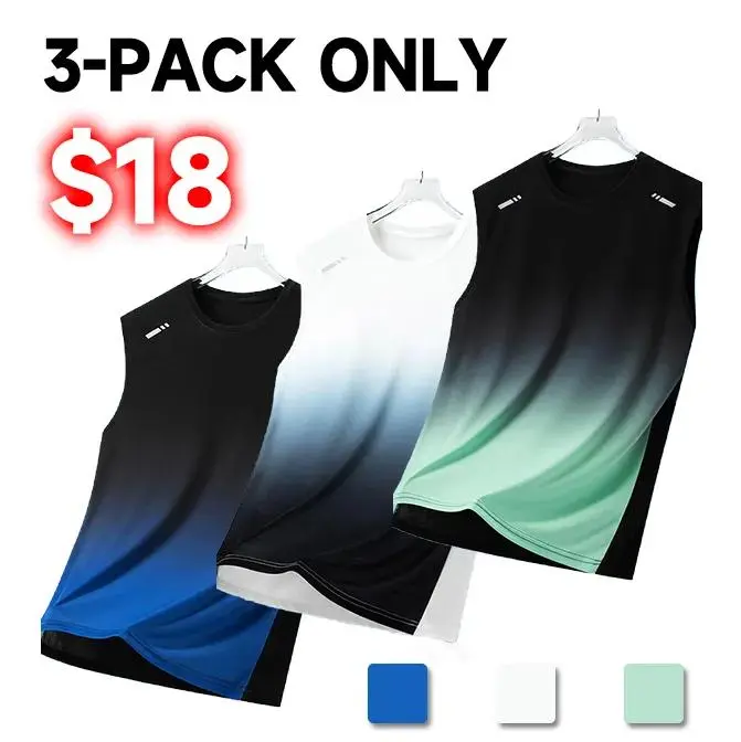 Men's Ultra-Thin Loose Fit Tank Top with Gradient Print Design Breathable Athletic Tops
