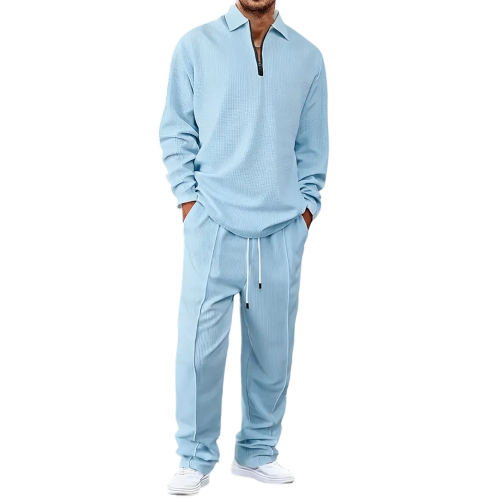 Men's solid color checkered casual suit