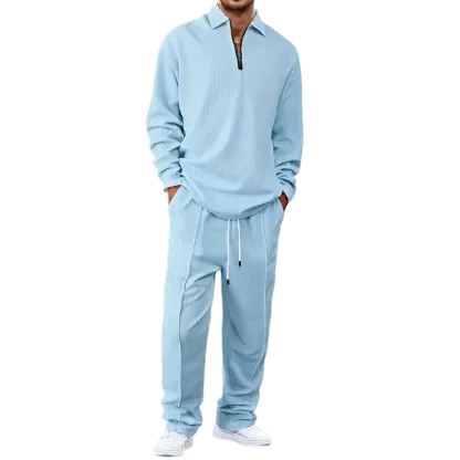 Men's solid color checkered casual suit