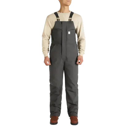 Men's Cold-Weather Insulated Bib Overalls - Loose-Fit Canvas + Tool Pockets