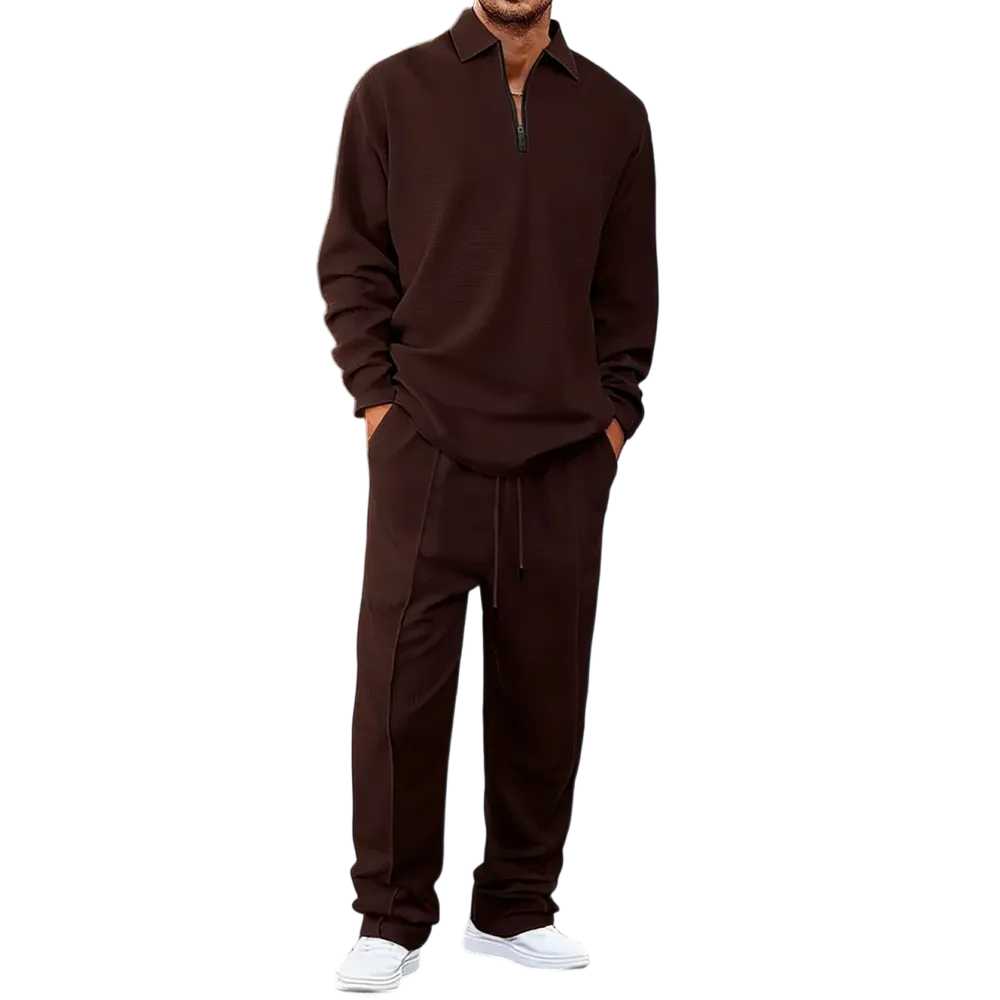 Men's solid color checkered casual suit