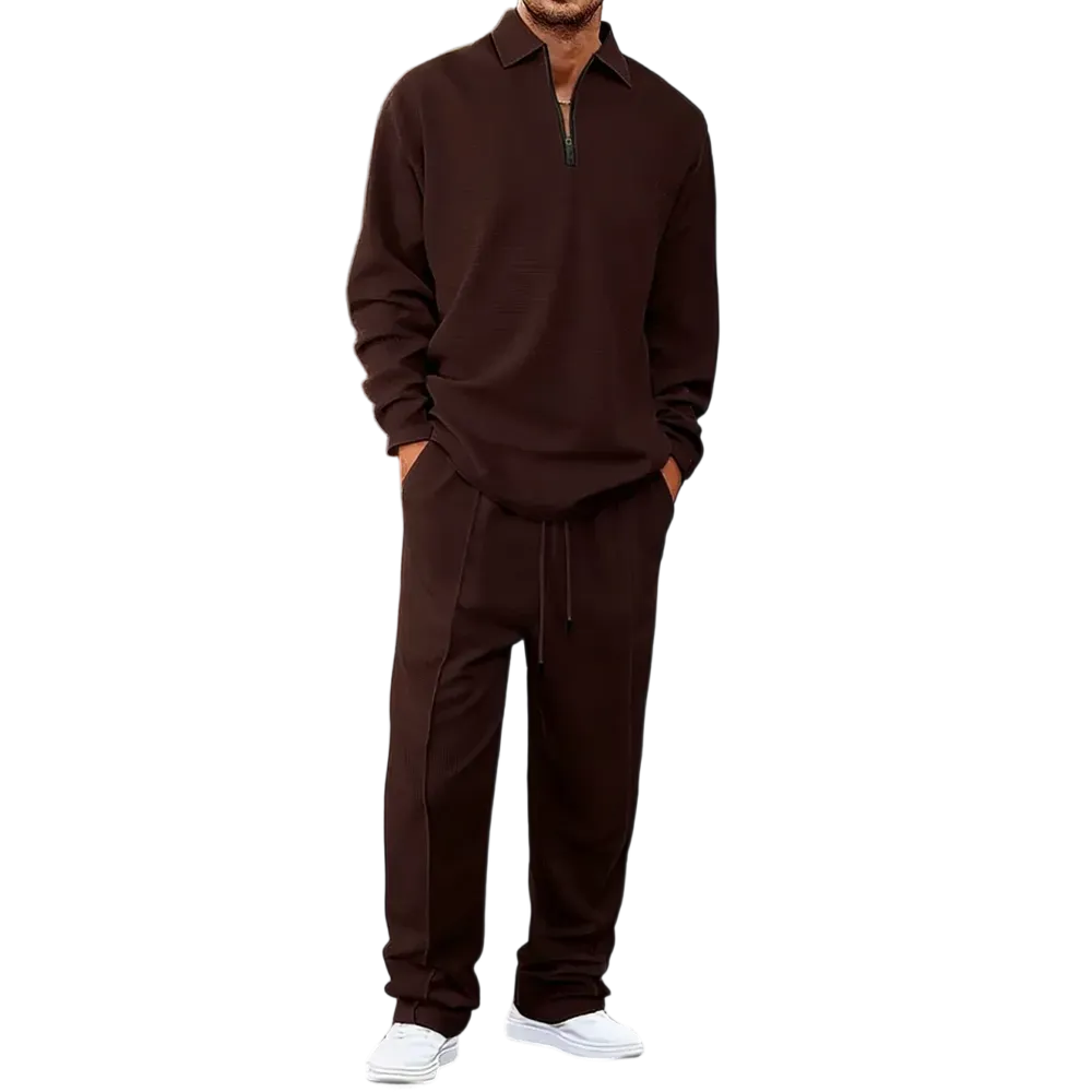 Men's solid color checkered casual suit