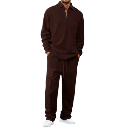 Men's solid color checkered casual suit