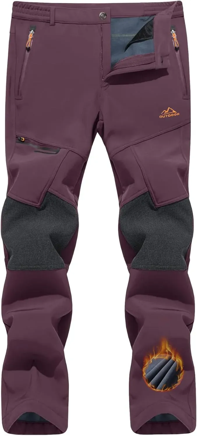 Men's Snow Ski Pants Winter Fleece Lined Pants for Mens