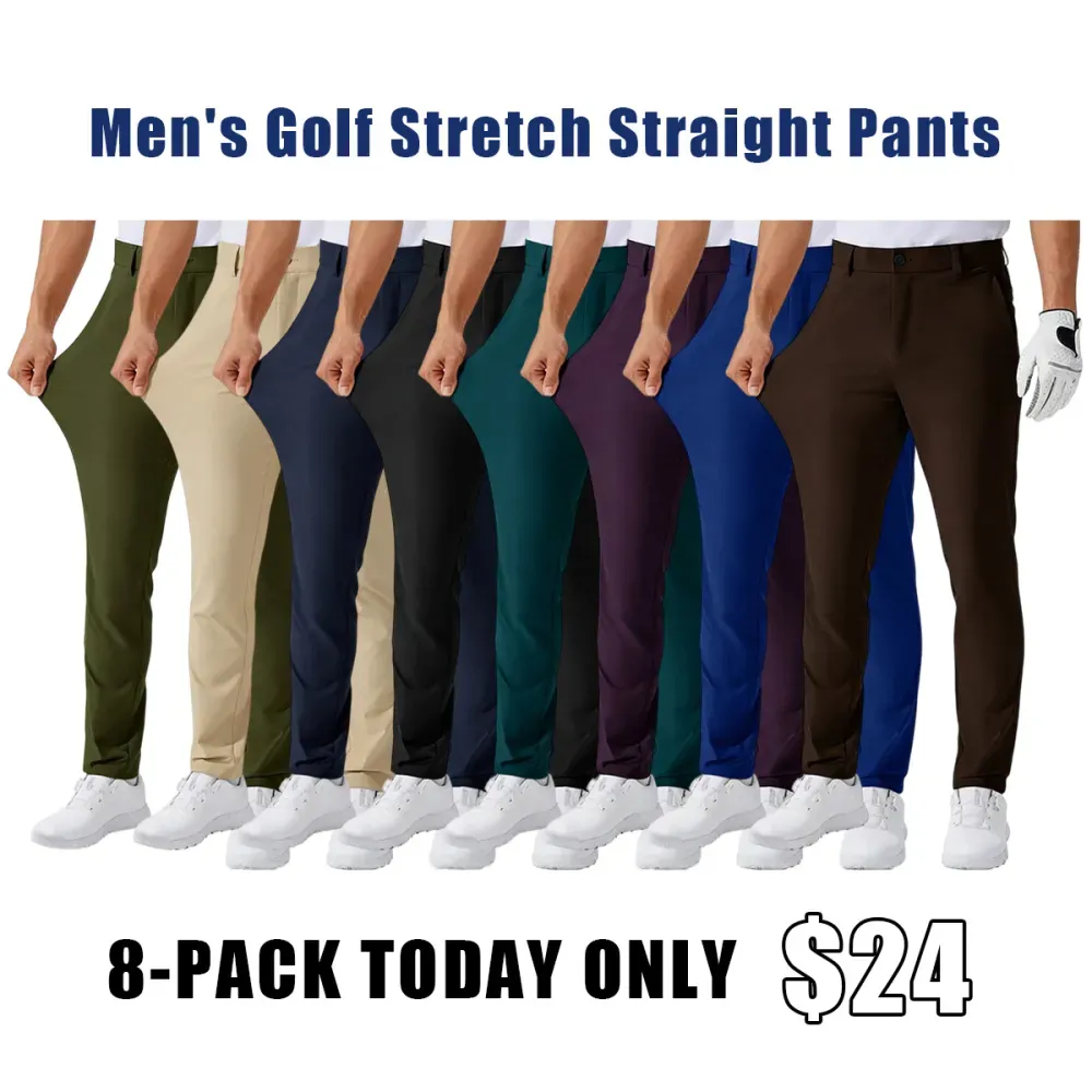 🔥Men's Golf Stretch Straight Pants🔥8-Pack - All Colors Included, Only $24