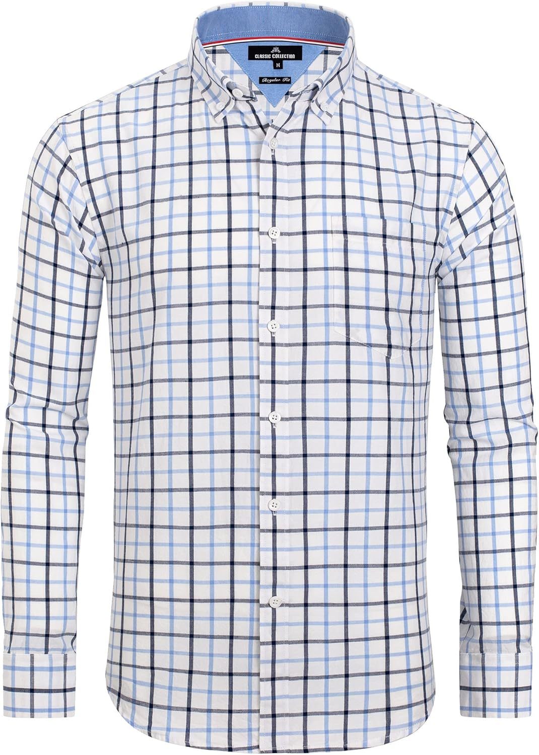 Clearance sale! Men's Plaid Button Down Shirts Cotton Long Sleeve Dress Shirts Regular Fit Gingham Shirts