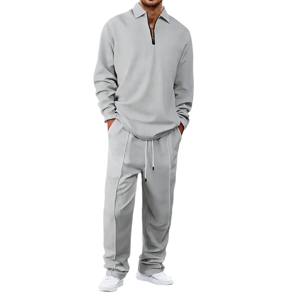 Men's solid color checkered casual suit