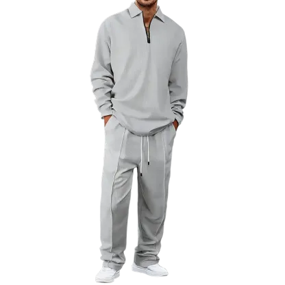 Men's solid color checkered casual suit