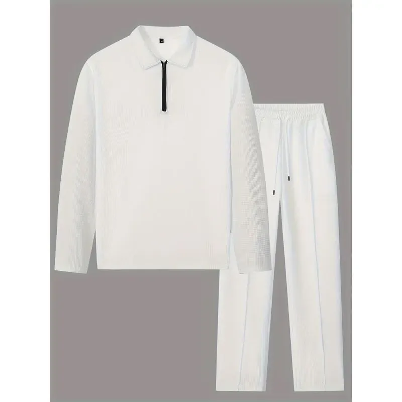 Men's solid color checkered casual suit