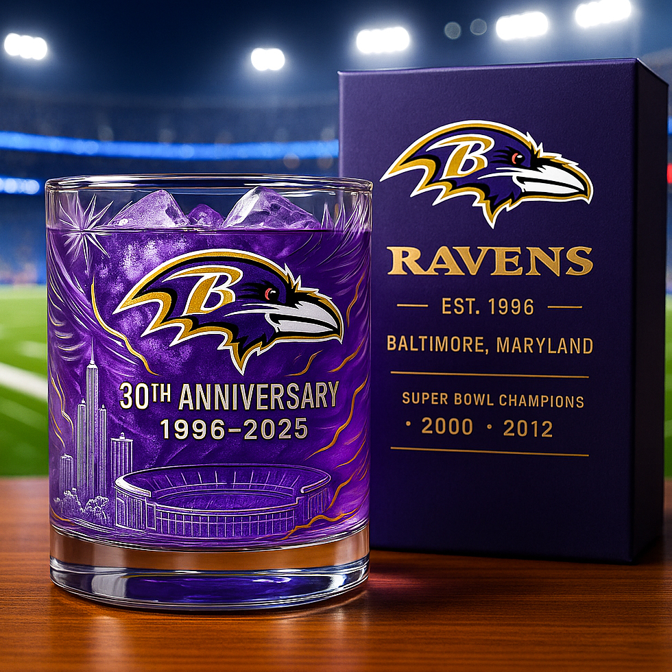 🏈 NFL Team🔥Baltimore Ravens 30th Anniversary Whiskey Glass
