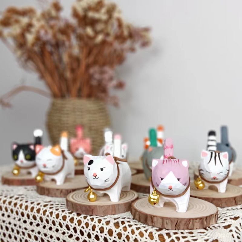 😺Wooden Hand-Carved Cat Ornament