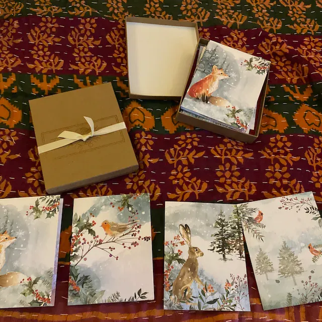 Winter Woodland Animals Christmas Cards (12 Pcs)